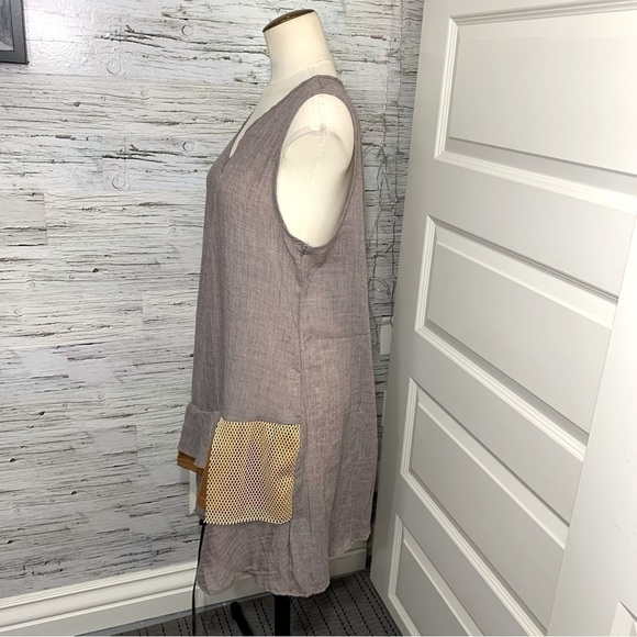 MISSLOOK Tan Brown Flowy Tank Dress Lagen Look Artsy Boho Ruffle  XL (real M/L) - Picture 5 of 12